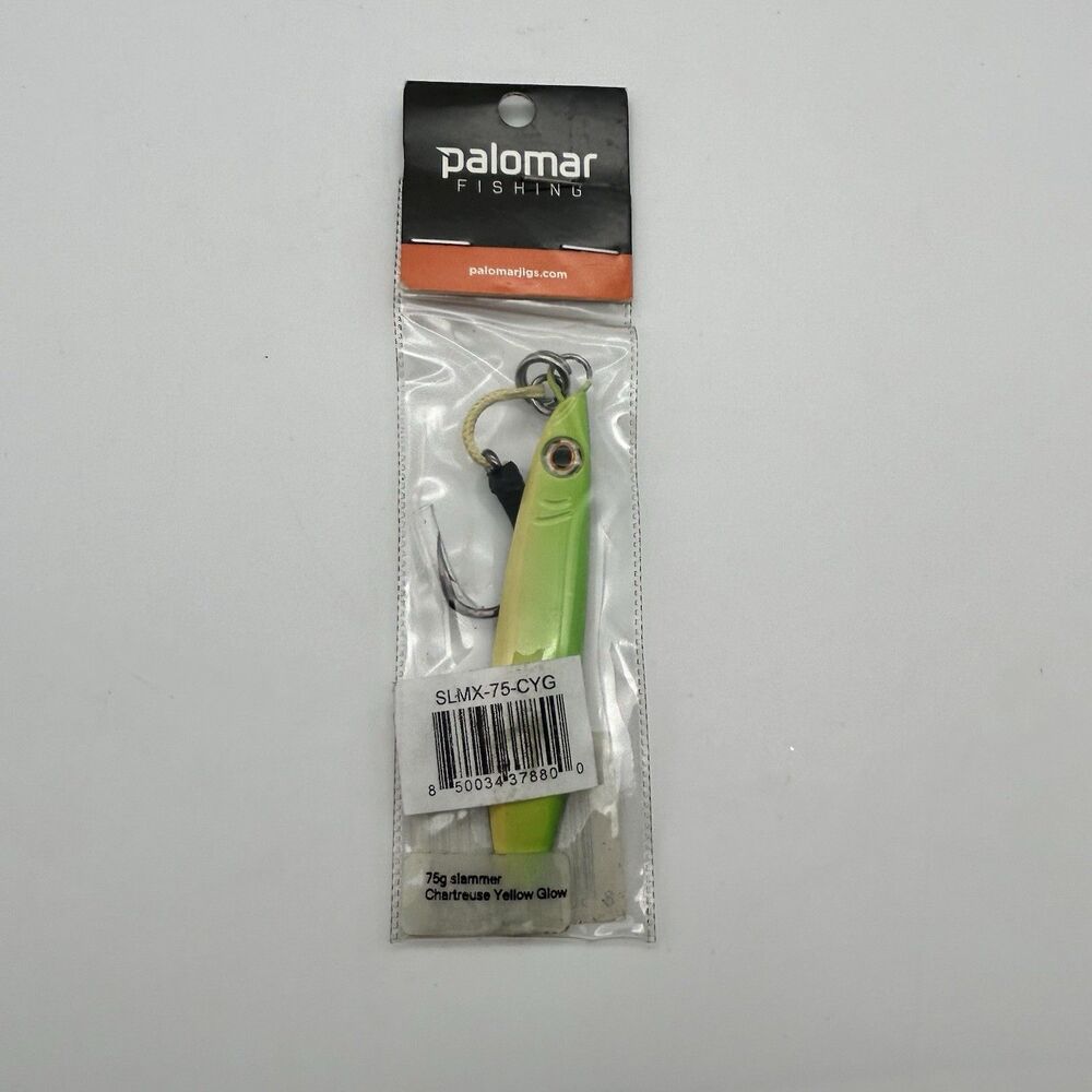 Palomar 75 Gram SLAMMER Chartreuse Yellow Glow Jig Mustard Hook Owner Rings
